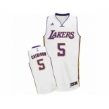 Men's Adidas Los Angeles Lakers #5 Jose Calderon Swingman White Alternate NBA Jersey