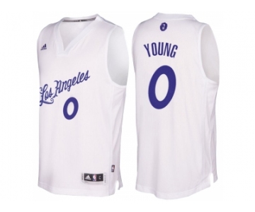 Men's Los Angeles Lakers #0 Nick Young 2016 Christmas Day White NBA Swingman Jersey