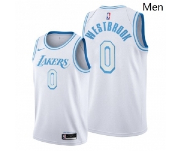 Men's Los Angeles Lakers  #0 Russell Westbrook 2021 trade white city edition jersey