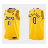 Men's Los Angeles Lakers #0 Russell Westbrook 75th Anniversary Diamond Gold 2021 Stitched Basketball Jersey