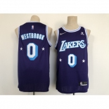 Men's Los Angeles Lakers #0 Russell Westbrook Nike Purple 2021-22 Swingman City Jersey