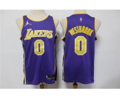 Men's Los Angeles Lakers #0 Russell Westbrook Purple Jordan 75th Anniversary Diamond 2021 Stitched Jersey