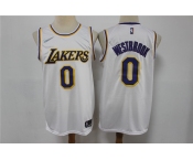 Men's Los Angeles Lakers #0 Russell Westbrook White 75th Anniversary Diamond 2021 Stitched Jersey