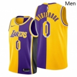 Men's Los Angeles Lakers #0 Russell Westbrookgold purple split edition jersey