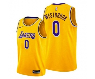 Men's Los Angeles Lakers #0 Westbrook Nike Gold Swingman Jersey