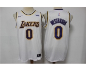 Men's Los Angeles Lakers #0 Westbrook Nike White Swingman 2021 New Jersey