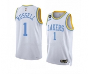 Men's Los Angeles Lakers #1 D’Angelo Russell 2022-23 White Classic Edition With No.6 Patch Stitched Basketball Jersey