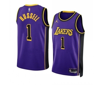 Men's Los Angeles Lakers #1 D’Angelo Russell Purple Stitched Basketball Jersey