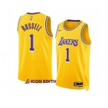 Men's Los Angeles Lakers #1 D’Angelo Russell Yellow Stitched Basketball Jersey