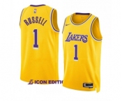 Men's Los Angeles Lakers #1 D’Angelo Russell Yellow Stitched Basketball Jersey