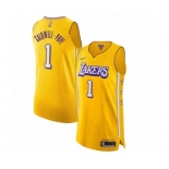 Men's Los Angeles Lakers #1 Kentavious Caldwell-Pope Authentic Gold 2019-20 City Edition Basketball Jersey