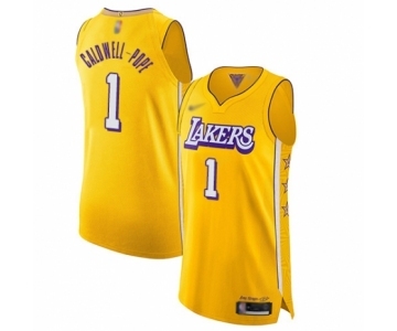 Men's Los Angeles Lakers #1 Kentavious Caldwell-Pope Authentic Gold 2019-20 City Edition Basketball Jersey