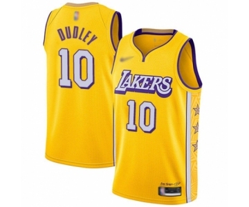 Men's Los Angeles Lakers #10 Jared Dudley Swingman Gold 2019-20 City Edition Basketball Jersey