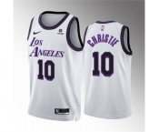 Men's Los Angeles Lakers #10 Max Christie White City Edition Stitched Basketball Jersey