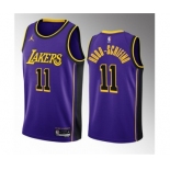 Men's Los Angeles Lakers #11 Jalen Hood-Schifino Purple 2023 Draft Statement Edition Stitched Basketball Jersey