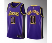 Men's Los Angeles Lakers #11 Jalen Hood-Schifino Purple 2023 Draft Statement Edition Stitched Basketball Jersey