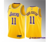 Men's Los Angeles Lakers #11 Jalen Hood-Schifino Yellow 2023 Draft Icon Edition Stitched Basketball Jersey