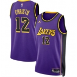 Men's Los Angeles Lakers #12 Max Christie Purple 2024 Statement Edition Stitched Basketball Jersey