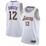 Men's Los Angeles Lakers #12 Max Christie White 2024 Association Edition Stitched Basketball Jersey