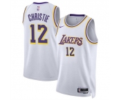 Men's Los Angeles Lakers #12 Max Christie White 2024 Association Edition Stitched Basketball Jersey