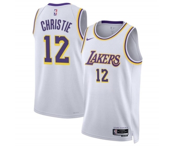 Men's Los Angeles Lakers #12 Max Christie White 2024 Association Edition Stitched Basketball Jersey