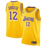 Men's Los Angeles Lakers #12 Max Christie Yellow 2024 Icon Edition Stitched Basketball Jersey