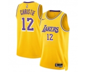 Men's Los Angeles Lakers #12 Max Christie Yellow 2024 Icon Edition Stitched Basketball Jersey