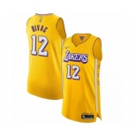 Men's Los Angeles Lakers #12 Vlade Divac Authentic Gold 2019-20 City Edition Basketball Jersey