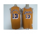 Men's Los Angeles Lakers #13 Wilt Chamberlain Swingman Gold Throwback Jersey