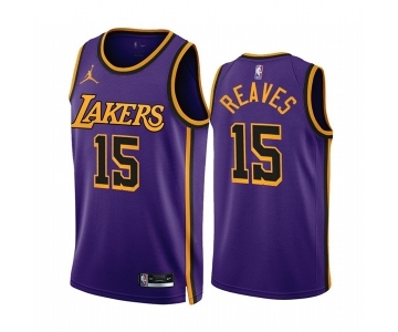 Men's Los Angeles Lakers #15 Austin Reaves 2022-23 Purple Statement Edition Stitched Basketball Jersey