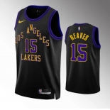 Men's Los Angeles Lakers #15 Austin Reaves Black City 2023-24 Swingman Stitched Jersey