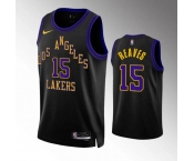 Men's Los Angeles Lakers #15 Austin Reaves Black City 2023-24 Swingman Stitched Jersey