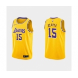 Men's Los Angeles Lakers #15 Austin Reaves Gold Stitched Jersey