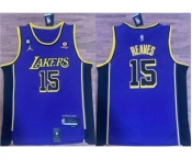 Men's Los Angeles Lakers #15 Austin Reaves Purple With NO.6 Patch Stitched Basketball Jersey