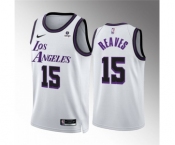 Men's Los Angeles Lakers #15 Austin Reaves White City Edition Stitched Basketball Jersey