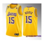 Men's Los Angeles Lakers #15 Austin Reaves Yellow Edition With NO.6 Patch Stitched Basketball Jersey