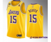 Men's Los Angeles Lakers #15 Austin Reaves Yellow Edition With NO.6 Patch Stitched Basketball Jersey