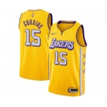 Men's Los Angeles Lakers #15 DeMarcus Cousins Swingman Gold 2019-20 City Edition Basketball Jersey