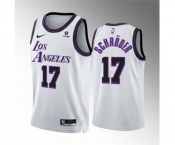 Men's Los Angeles Lakers #17 Dennis Schroder White City Edition Stitched Basketball Jersey