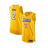 Men's Los Angeles Lakers #2 Quinn Cook Authentic Gold 2019-20 City Edition Basketball Jersey