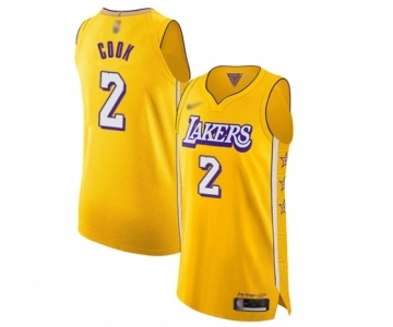 Men's Los Angeles Lakers #2 Quinn Cook Authentic Gold 2019-20 City Edition Basketball Jersey