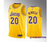 Men's Los Angeles Lakers #20 Dylan Windler Yellow Icon Edition Stitched Basketball Jersey