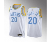 Men's Los Angeles Lakers #20 Harry Giles Iii White Classic Edition Stitched Basketball Jersey