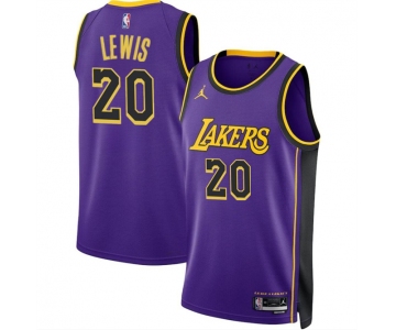 Men's Los Angeles Lakers #20 Maxwell Lewis Purple 2024 Statement Edition Stitched Basketball Jersey