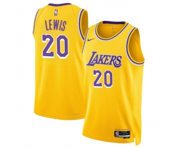 Men's Los Angeles Lakers #20 Maxwell Lewis Yellow 2024 Icon Edition Stitched Basketball Jersey