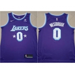 Men's Los Angeles Lakers 2021-22 City Ediition #0 Russell Westbrook Purple Stitched Basketball Jersey