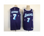 Men's Los Angeles Lakers 2021-22 City Ediition #7 Carmelo Anthony Purple Stitched Basketball Jersey