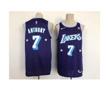 Men's Los Angeles Lakers 2021-22 City Ediition #7 Carmelo Anthony Purple Stitched Basketball Jersey