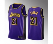 Men's Los Angeles Lakers #21 Maxwell Lewis Purple 2023 Draft Statement Edition Stitched Basketball Jersey