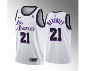 Men's Los Angeles Lakers #21 Patrick Beverley White City Edition Stitched Basketball Jersey